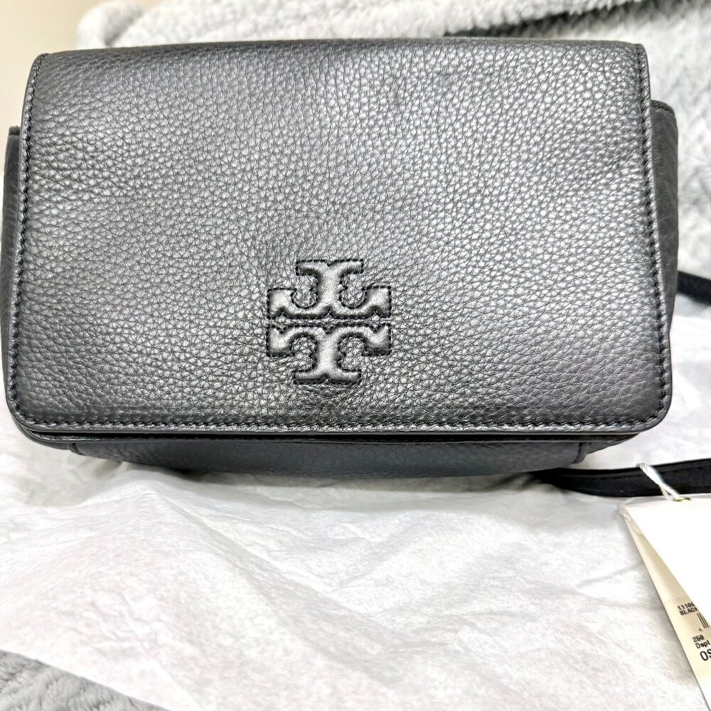 NEW WITH TAGS! Tory Burch Black Pebbled Leather Crossbody Bag w/ Tassel